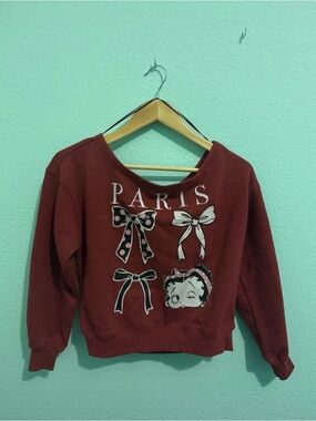 Paris Bow Graphic Sweatshirt in Burgundy